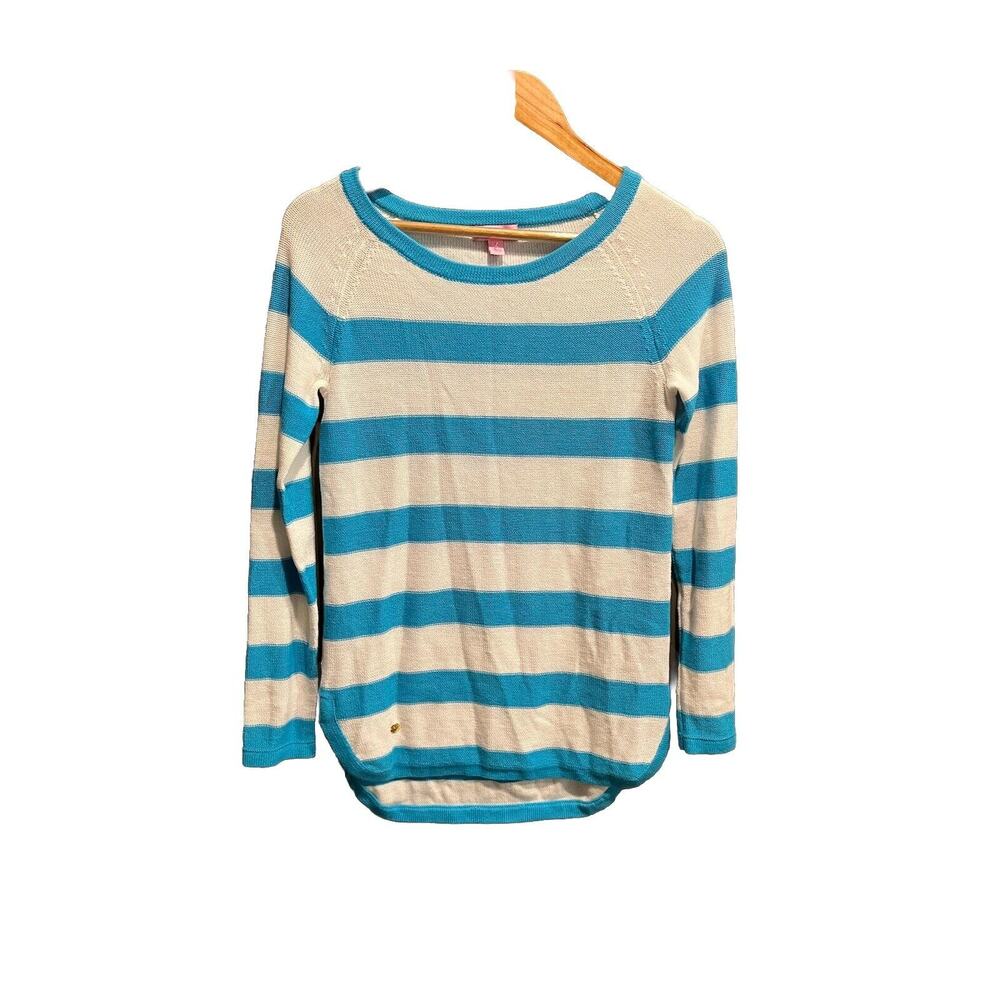 Lilly Pulitzer Paige Striped Knit Sweater Blue White 52984‎ Women's Size S